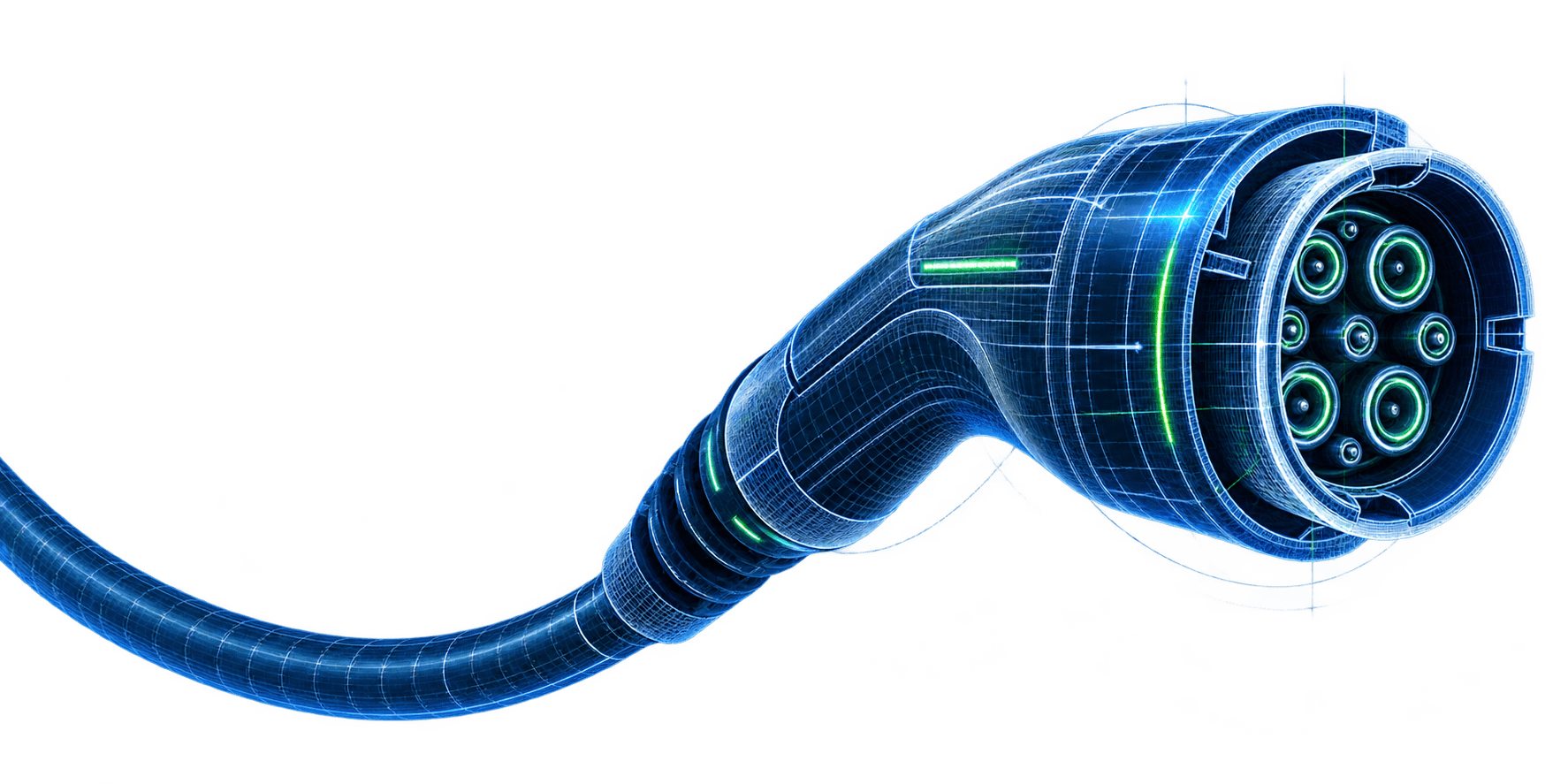 Conceptual EV connector blueprint illustration